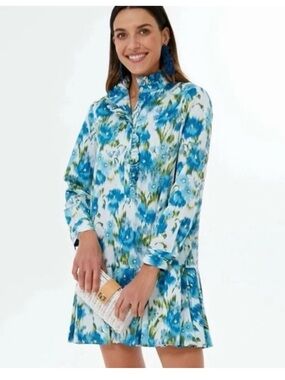 Tuckernuck Blue and Green Floral Mini Dress